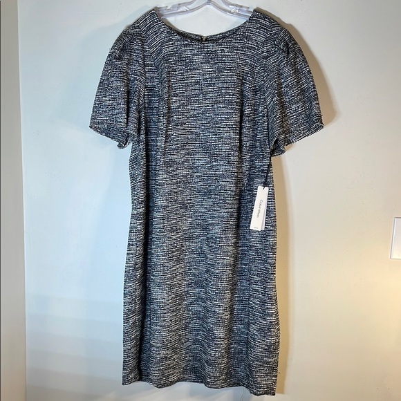 NWT. Calvin Klein 24W Tweed Sheath Crewneck Dress. - Picture 2 of 14